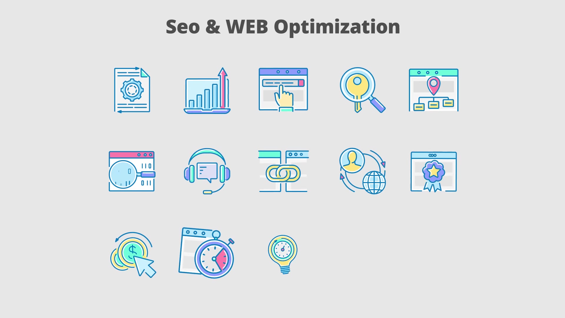 Seo Optimization Filled Outline Animated Icons Videohive 29648225 After Effects Image 6