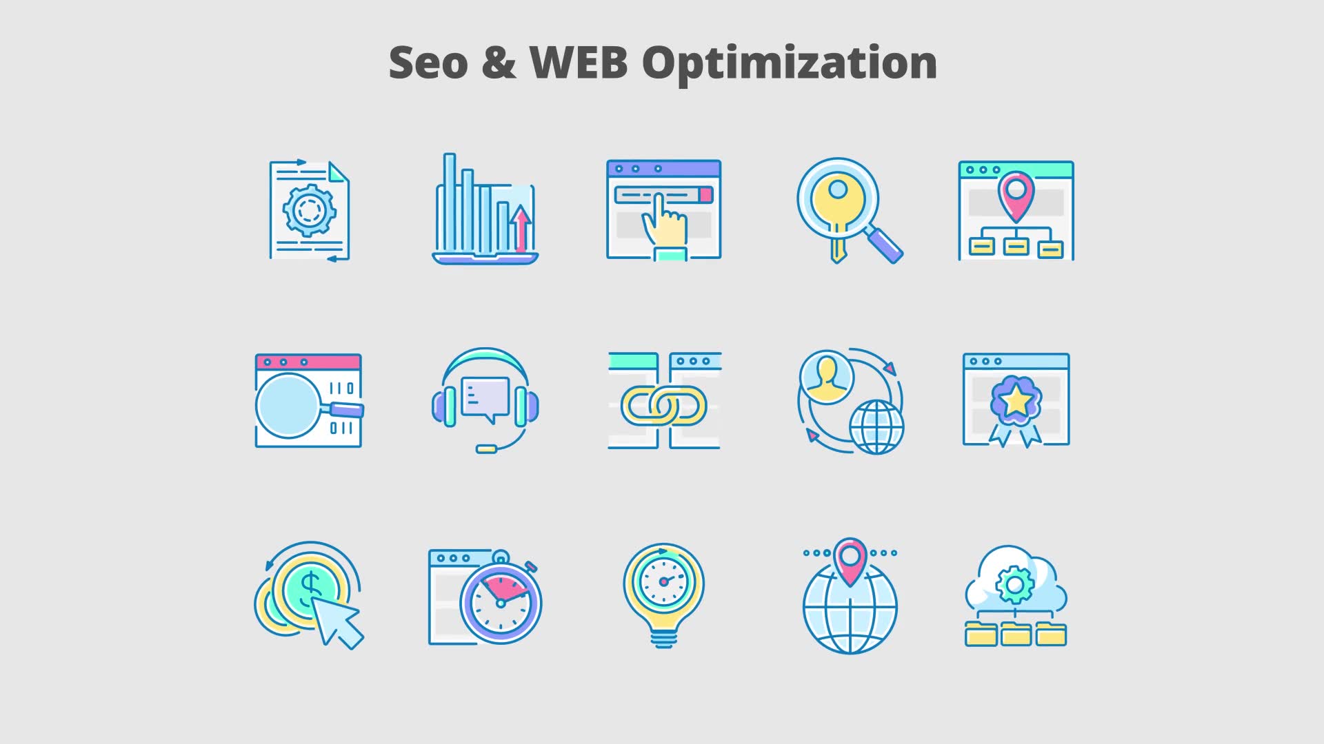 Seo Optimization Filled Outline Animated Icons Videohive 29648225 After Effects Image 9