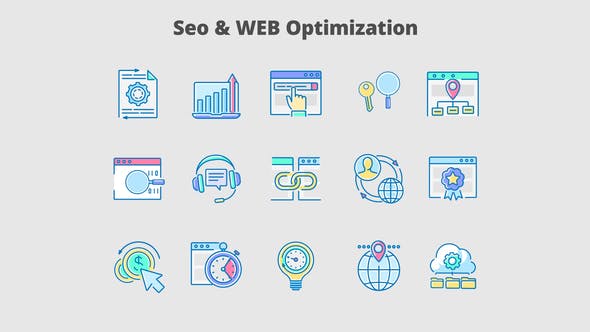 Seo Optimization Filled Outline Animated Icons - Videohive 29648225 Download