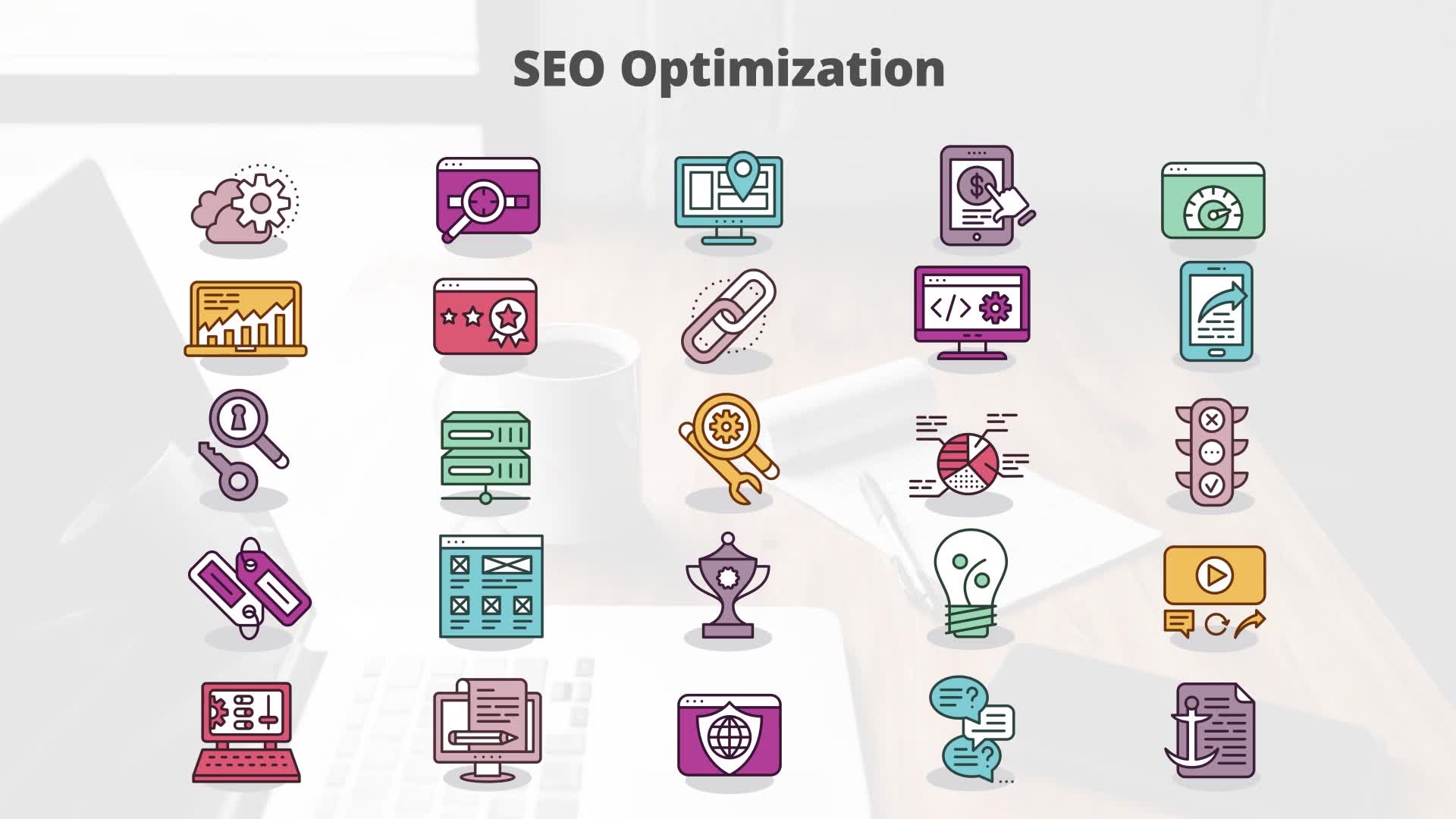 SEO Optimization Flat Animation Icons - Download Videohive 23370403