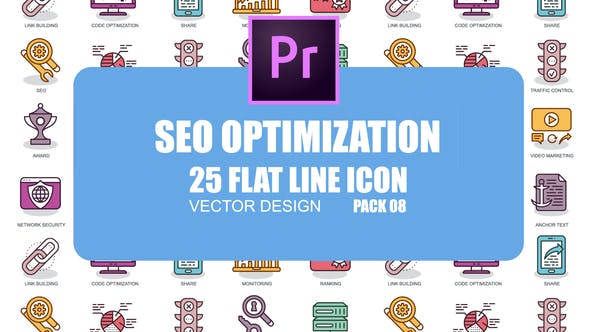 SEO Optimization – Flat Animation Icons (MOGRT) - Videohive Download 23659633