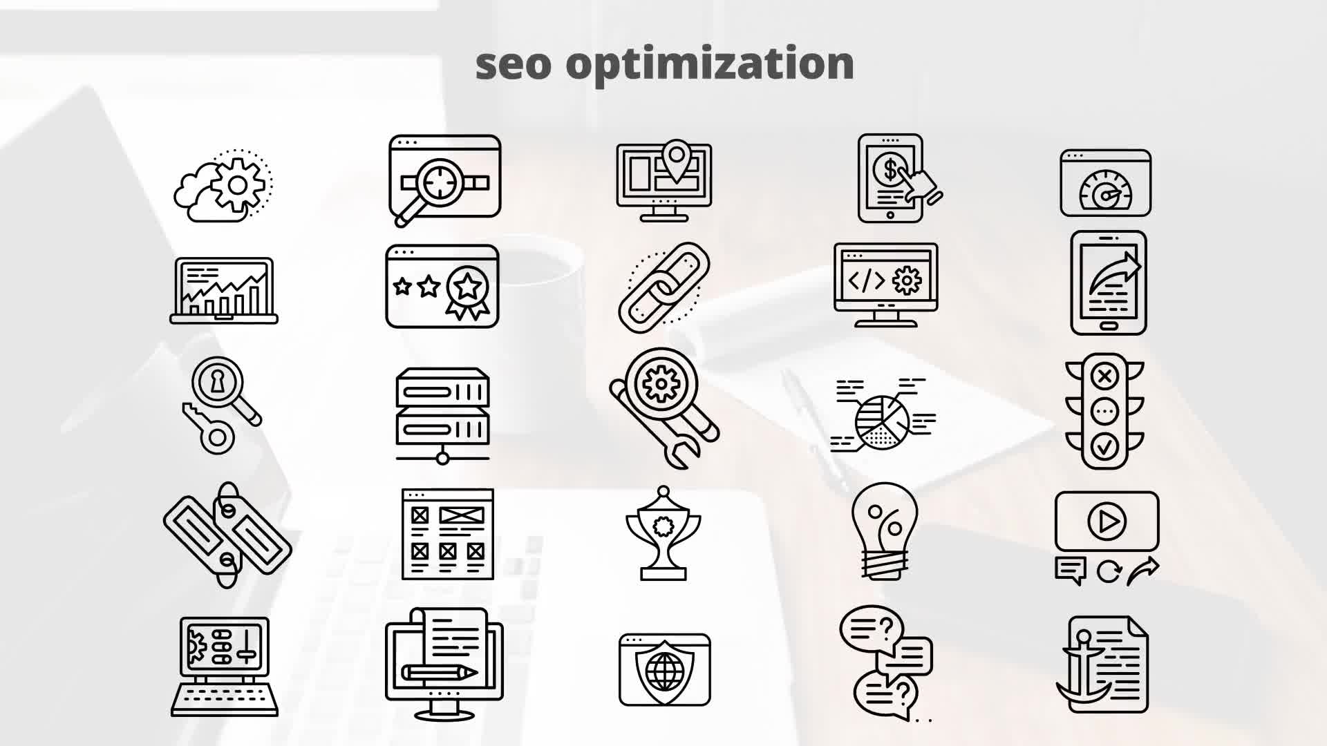 Seo Optimization – Thin Line Icons Videohive 23595788 After Effects Image 11
