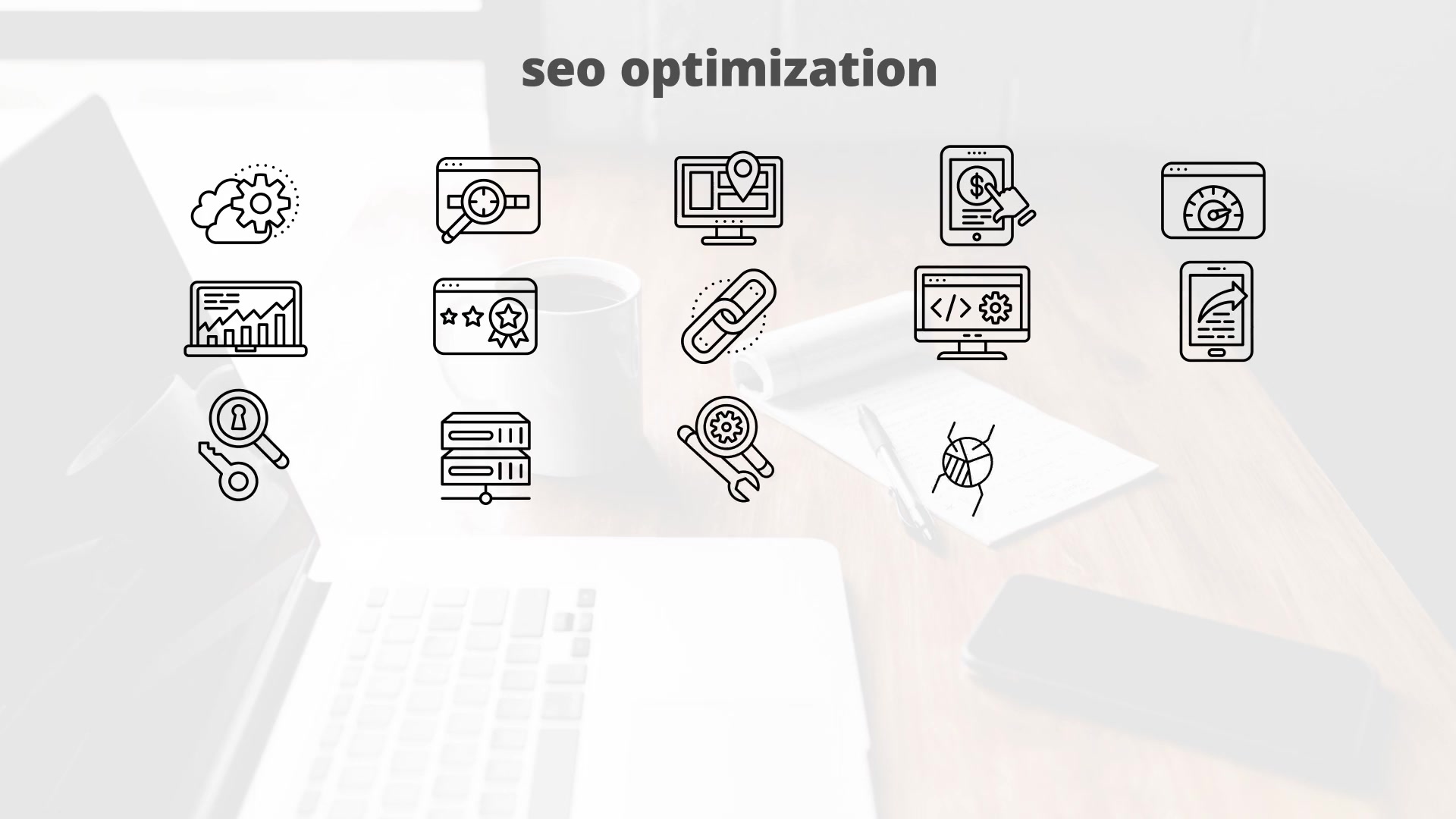 Seo Optimization – Thin Line Icons Videohive 23595788 After Effects Image 6