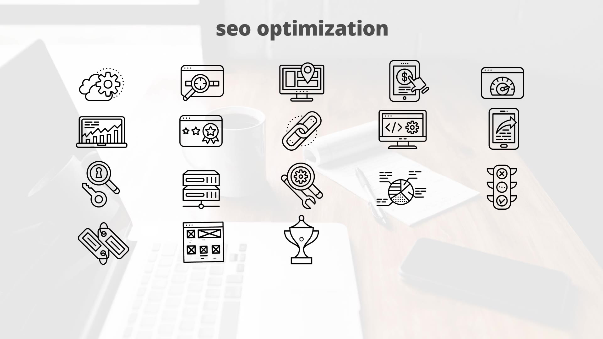 Seo Optimization – Thin Line Icons Videohive 23595788 After Effects Image 7