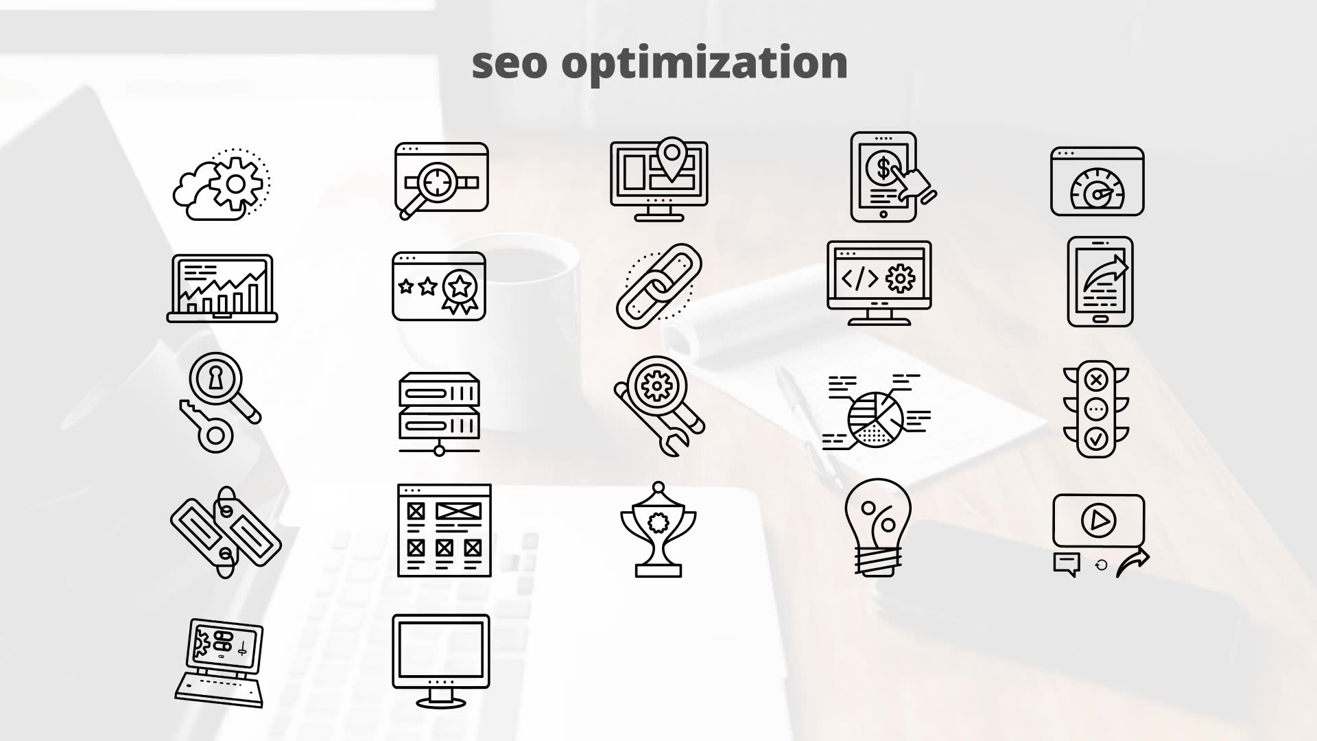 Seo Optimization – Thin Line Icons Videohive 23595788 After Effects Image 8