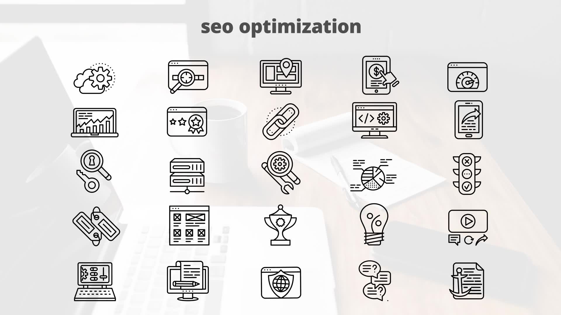 Seo Optimization – Thin Line Icons Videohive 23595788 After Effects Image 9