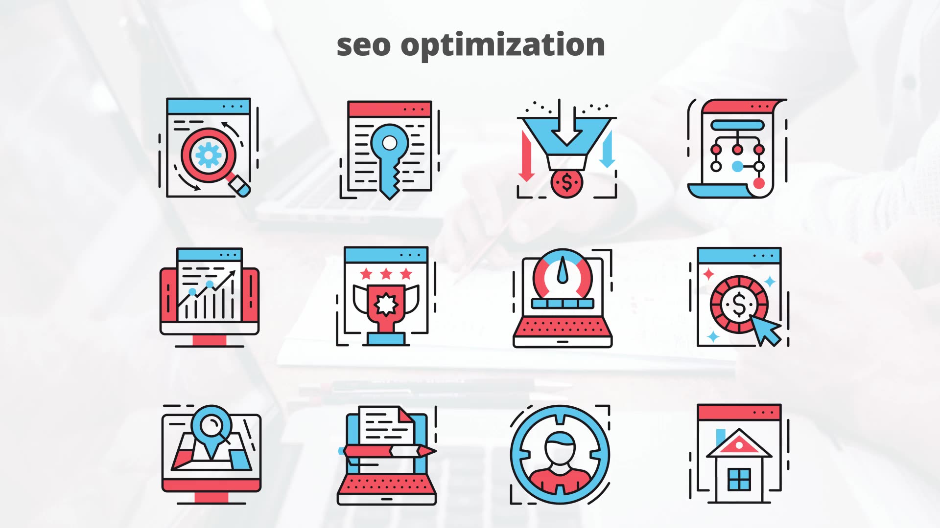 Seo Optimization – Thin Line Icons - Download Videohive 23454898