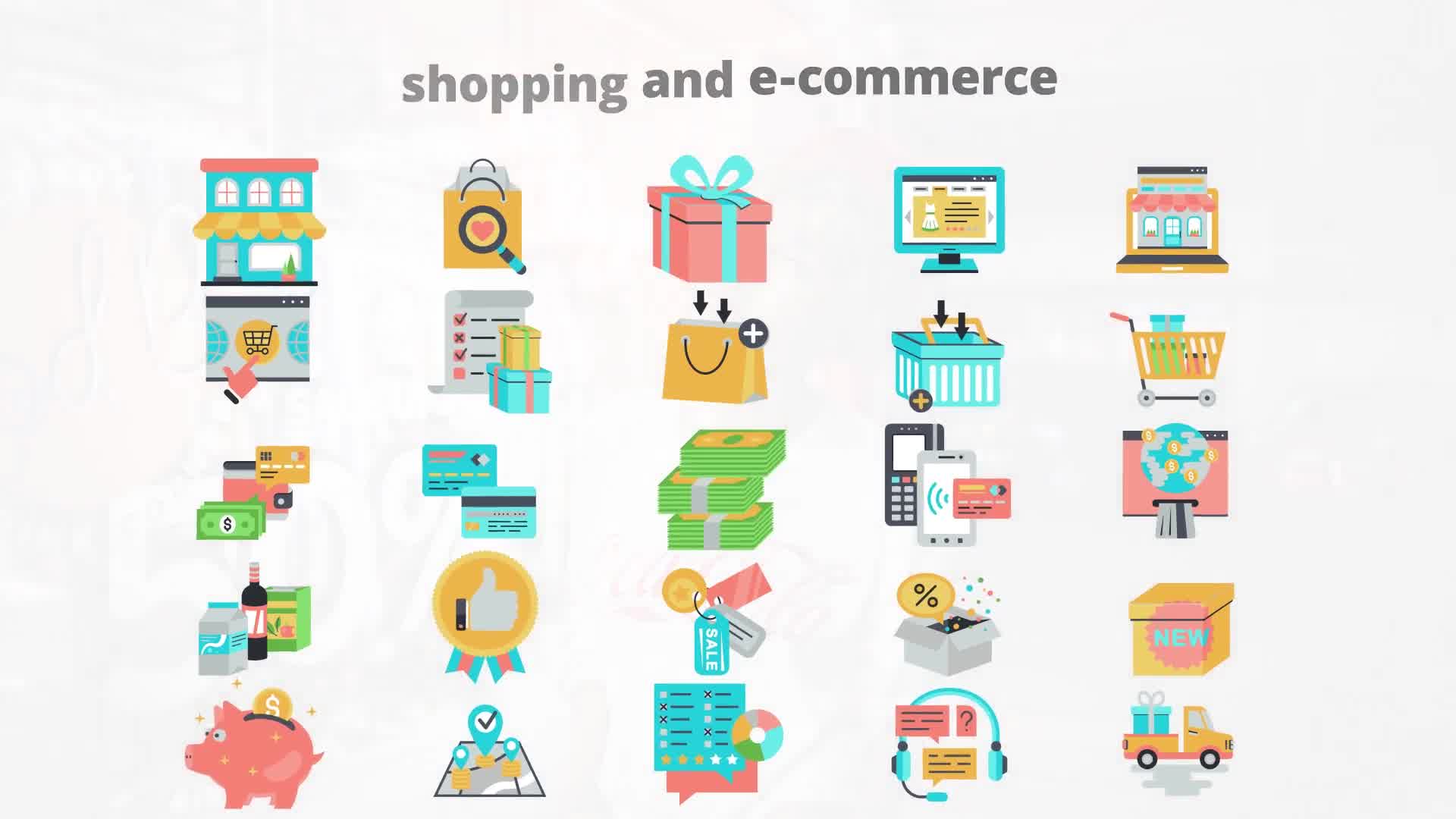 Shoping And Ecommerce Flat Animation Icons - Download Videohive 23465995