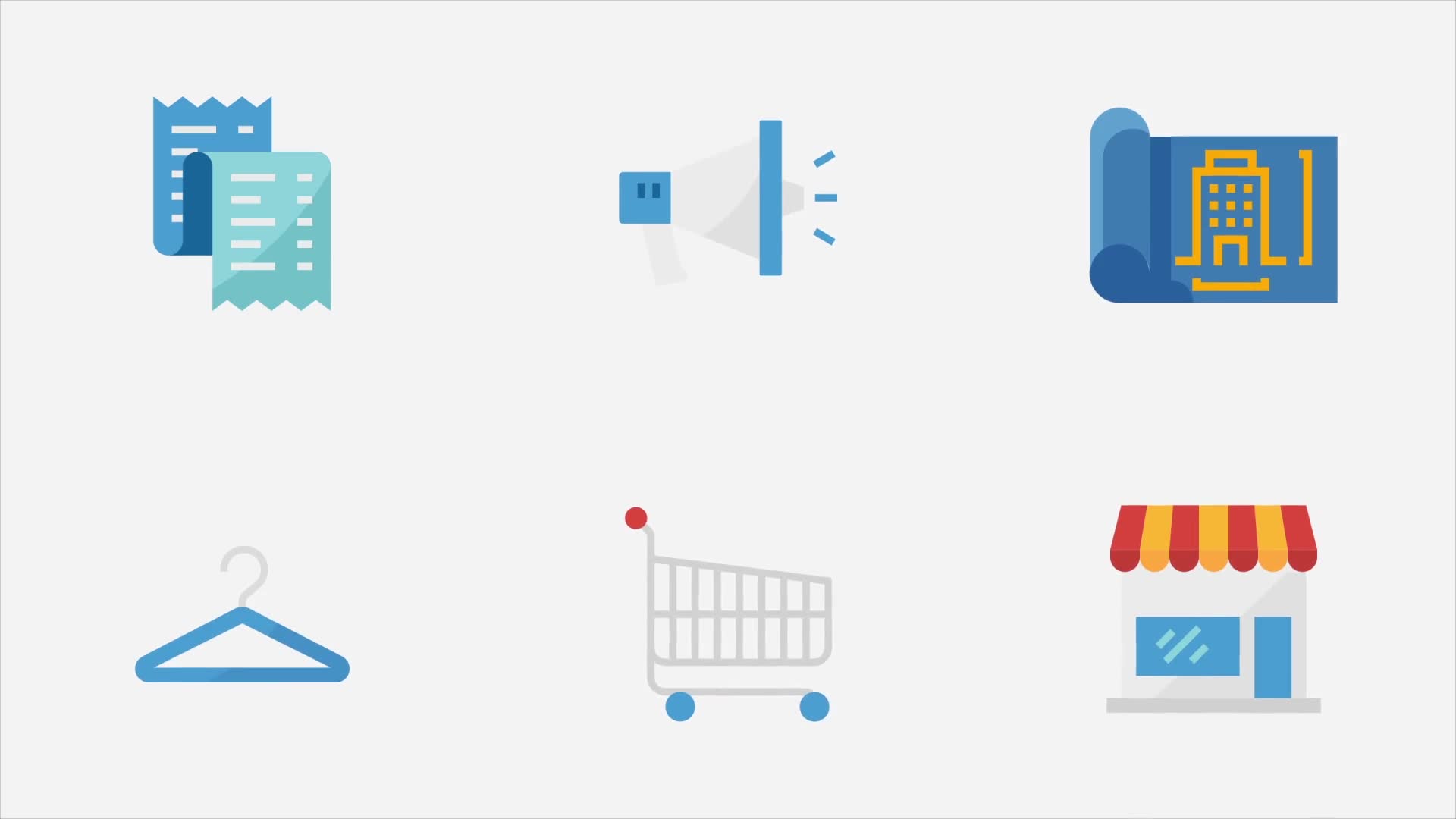 Shopping and Commerce Modern Flat Animated Icons Videohive 25092219 After Effects Image 2