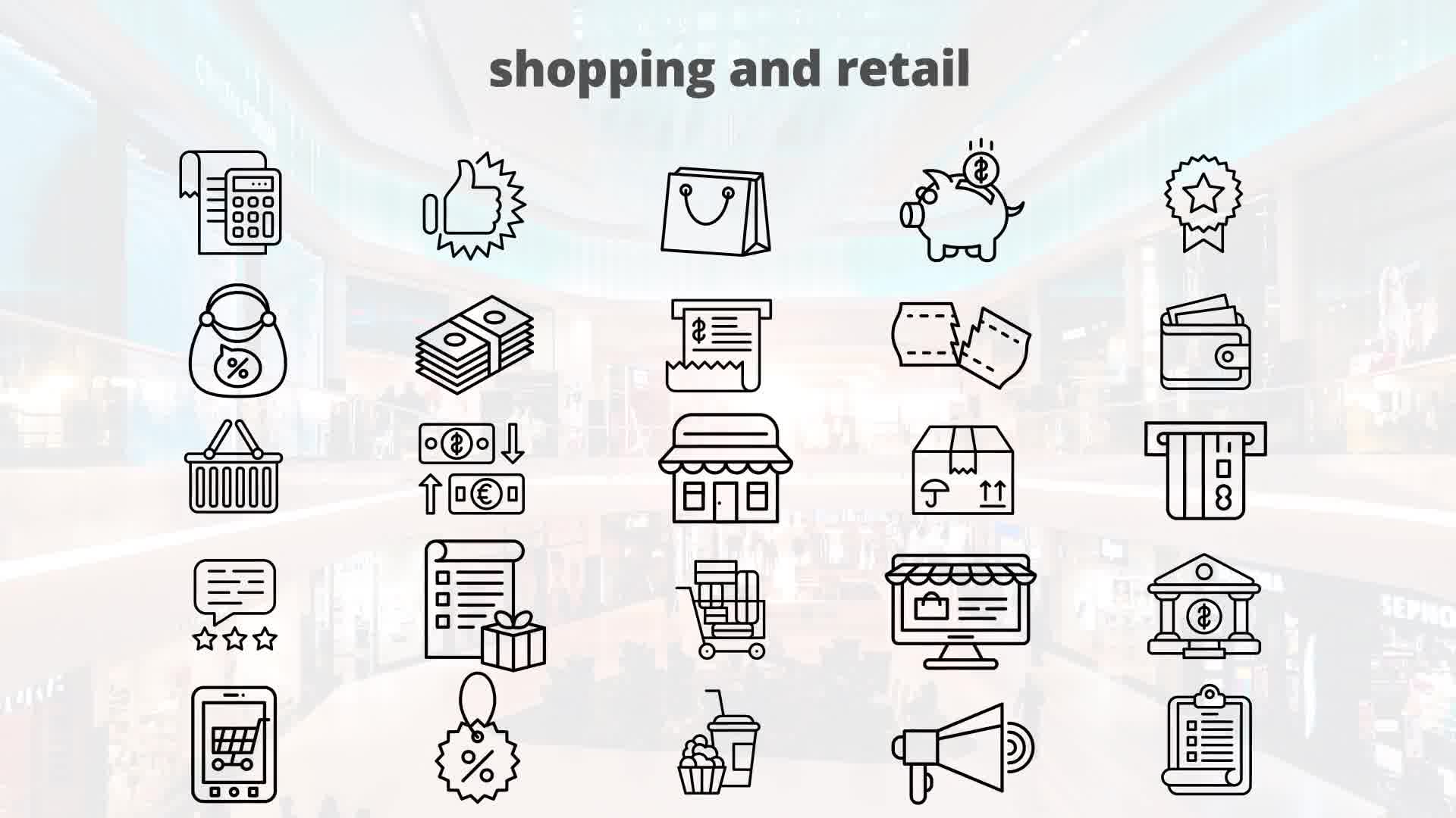 Shopping And Retail – Thin Line Icons Videohive 23595869 After Effects Image 11