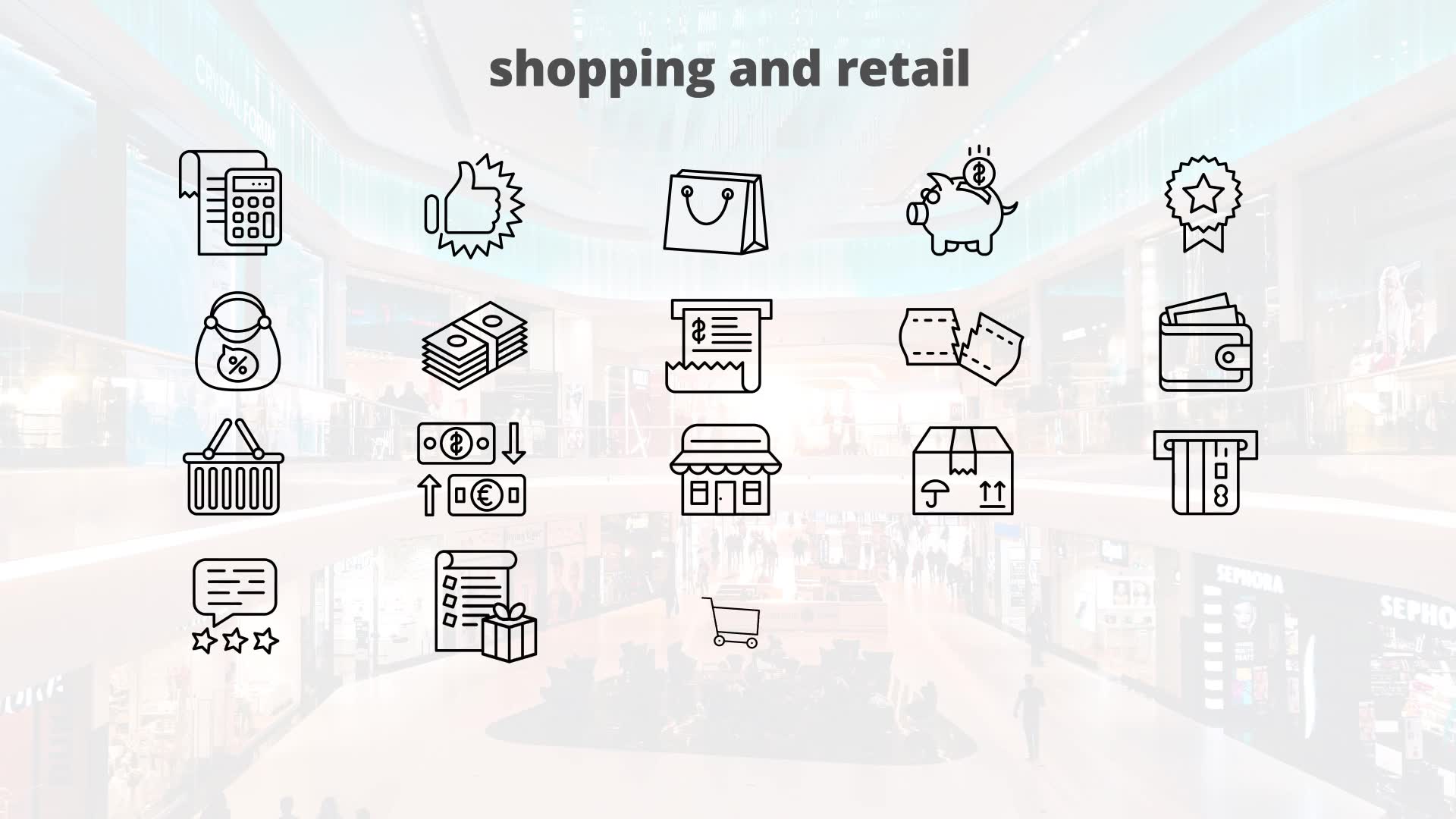 Shopping And Retail – Thin Line Icons Videohive 23595869 After Effects Image 7