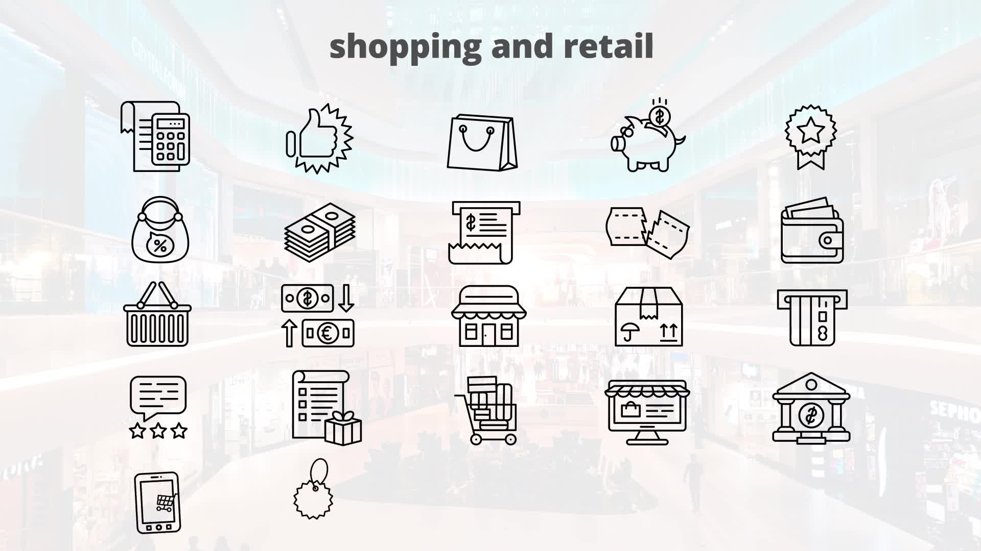Shopping And Retail – Thin Line Icons Videohive 23595869 After Effects Image 8