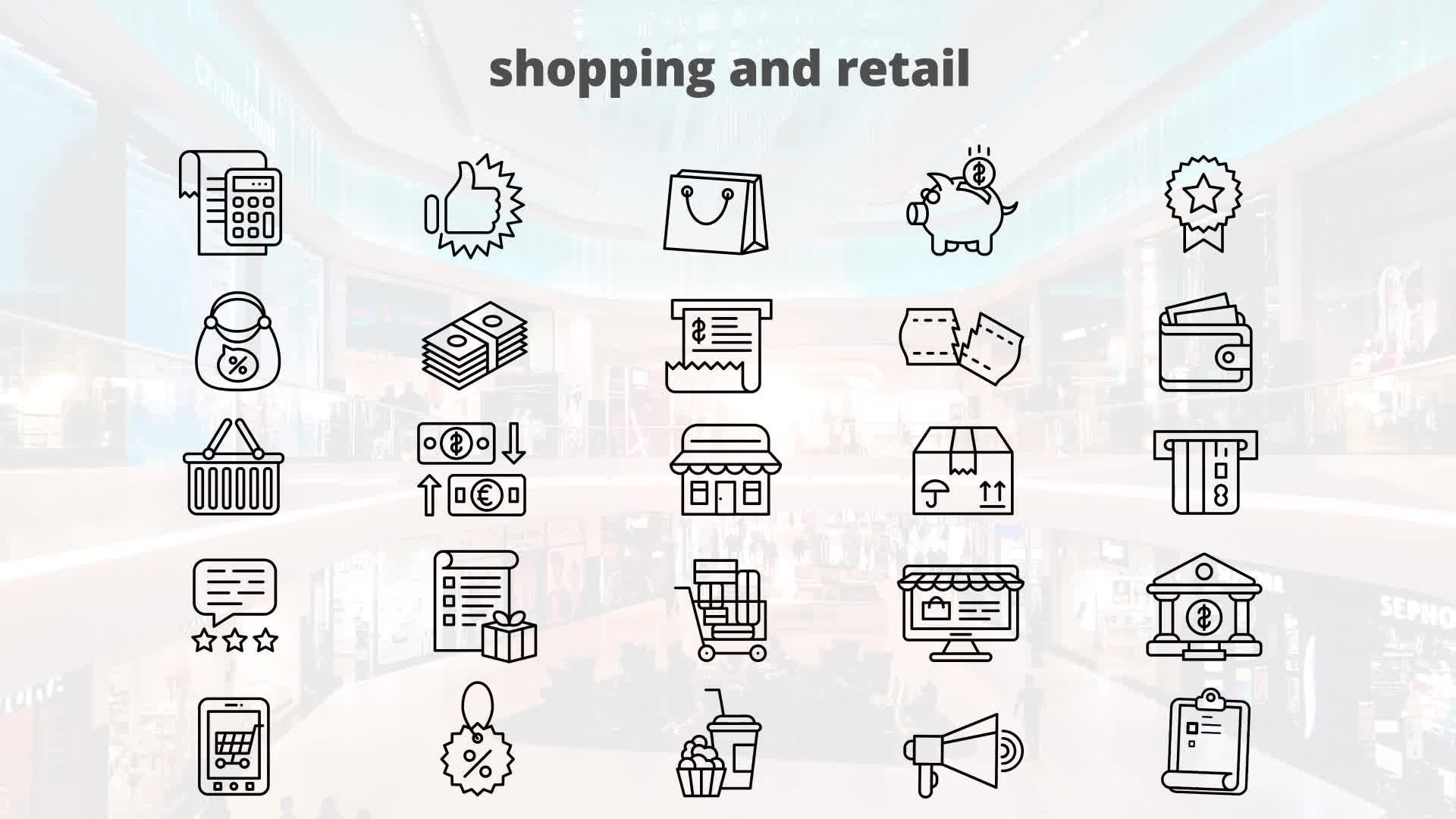 Shopping And Retail – Thin Line Icons Videohive 23595869 After Effects Image 9