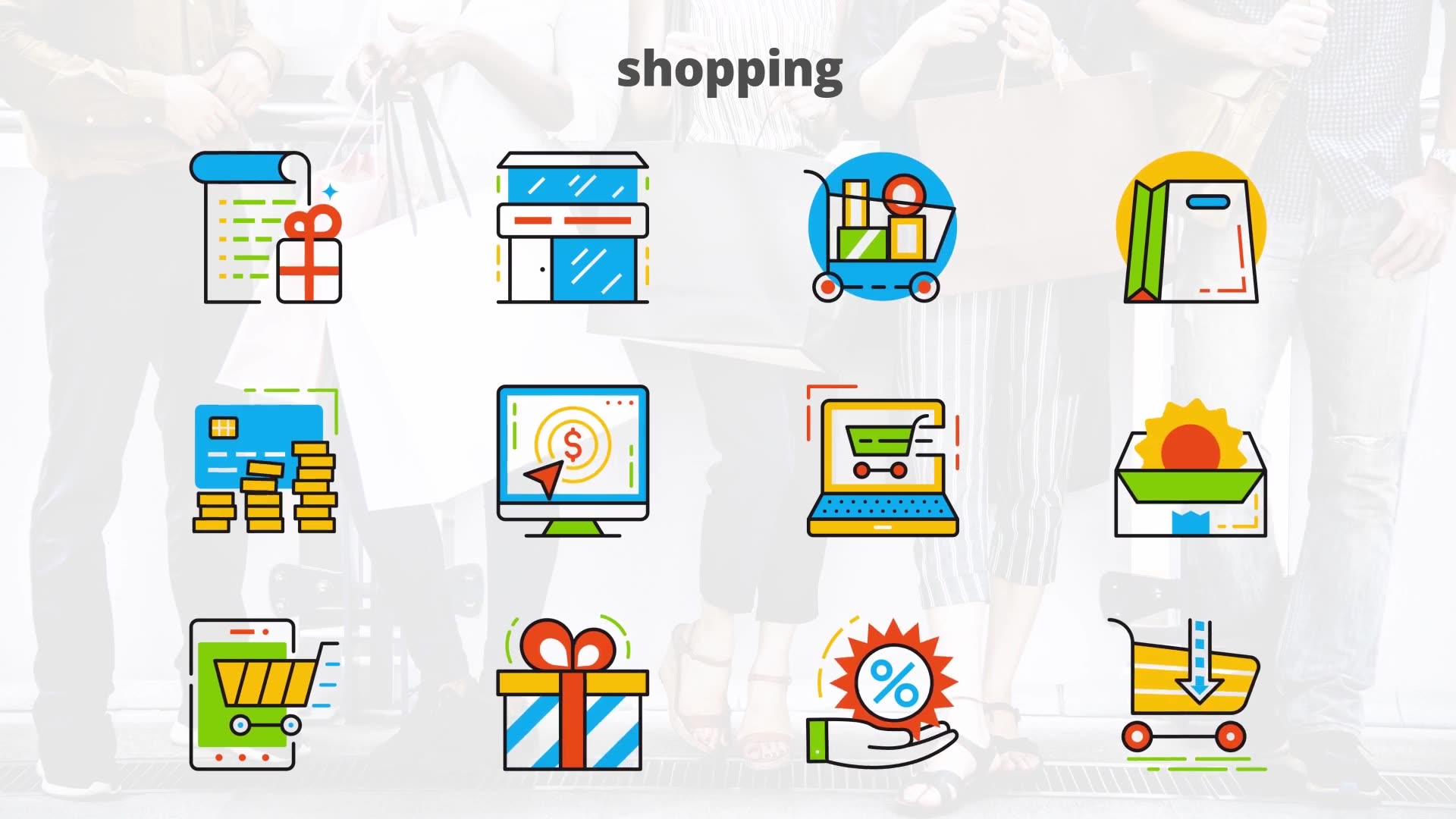 Shopping Flat Animated Icons Videohive 24429489 After Effects Image 7