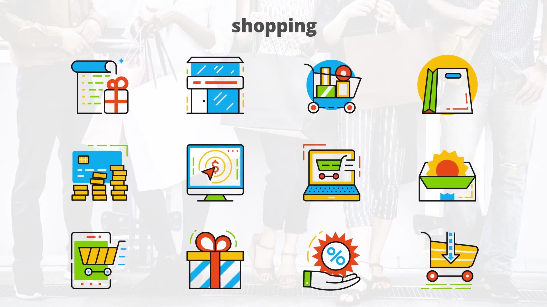 Shopping Flat Animated Icons Videohive 24429489 After Effects Image 8