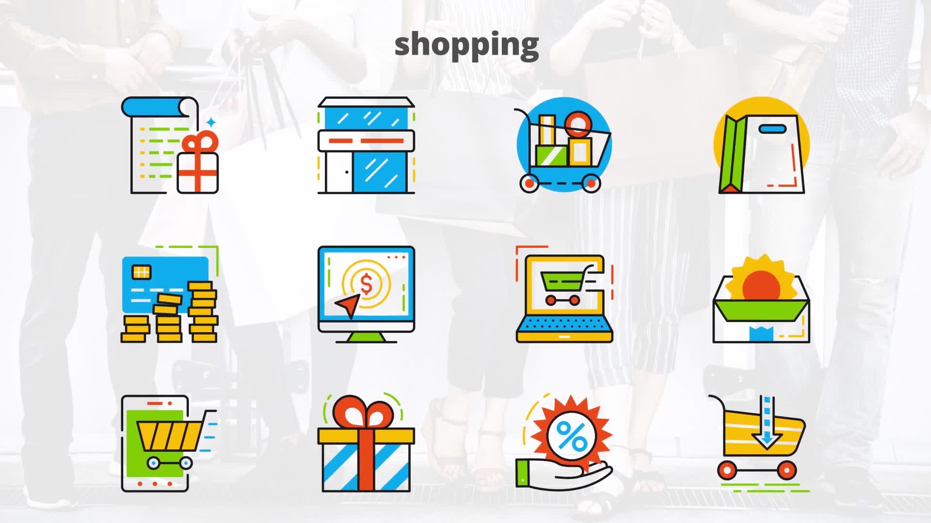 Shopping Flat Animated Icons Videohive 24429489 After Effects Image 9