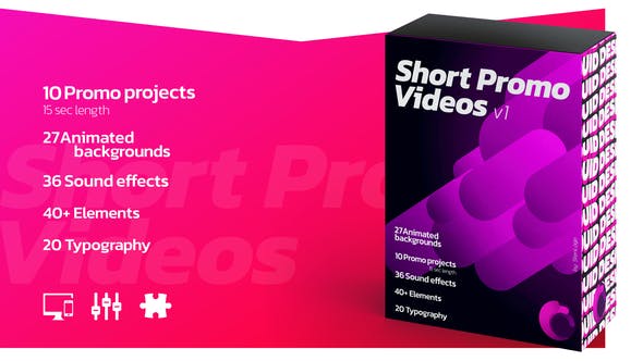 Short Promo Videos. Set v.1 (Promo projects | Sound FX | Typography & more) - Videohive 25854519 Download