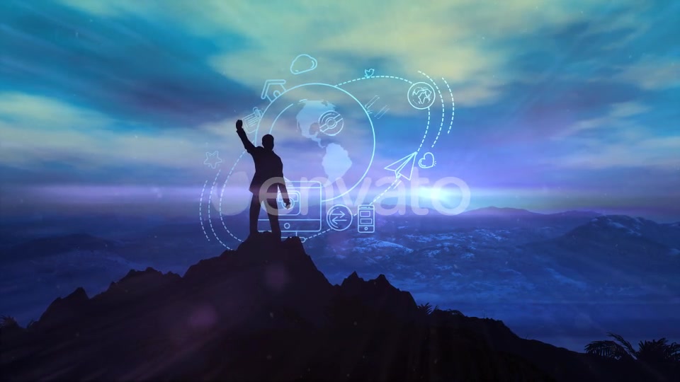 Silhouette Of A Man On Top Against A Background Of Infographics - Download Videohive 21986268