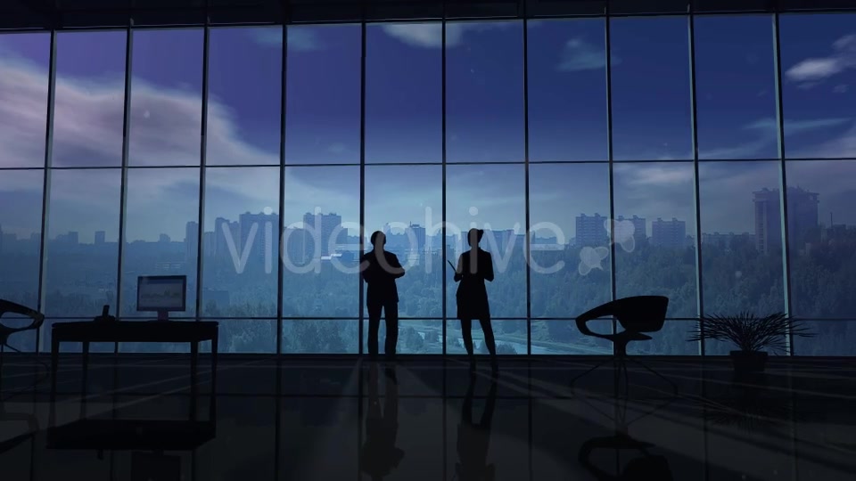 Silhouettes Of Employees In The Office And Elements Of Infographic - Download Videohive 20833588