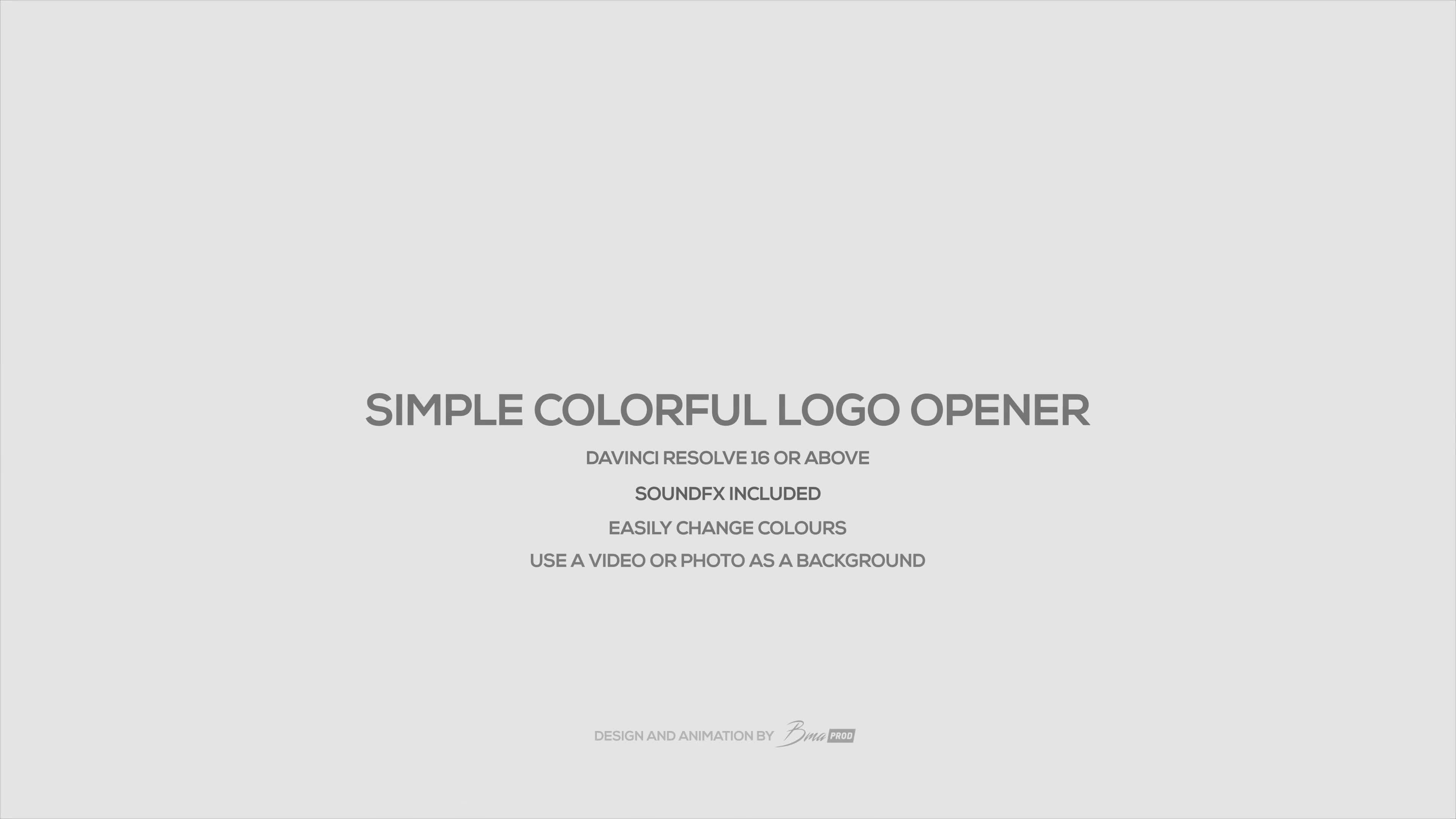 Simple Colorful Logo Opener For DaVinci Resolve Videohive 34477430 DaVinci Resolve Image 1