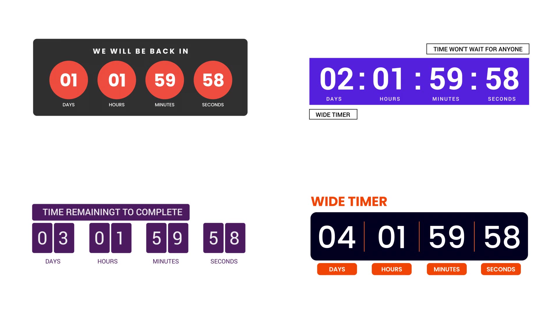 Simple Wide Countdown Timers Videohive 35852794 After Effects Image 4