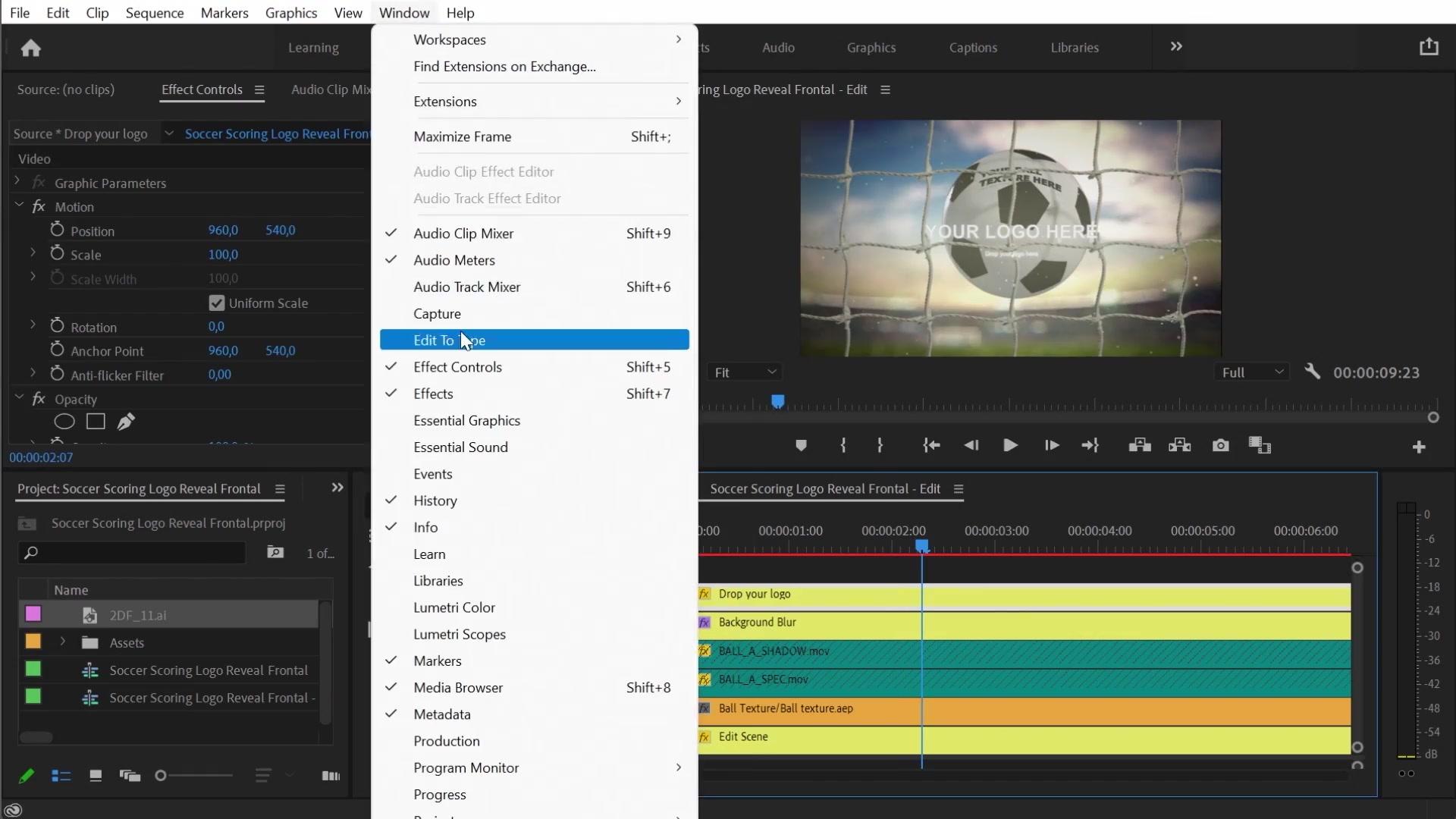 Soccer Scoring Logo Reveal Intro Opener Frontal Premiere Videohive ...