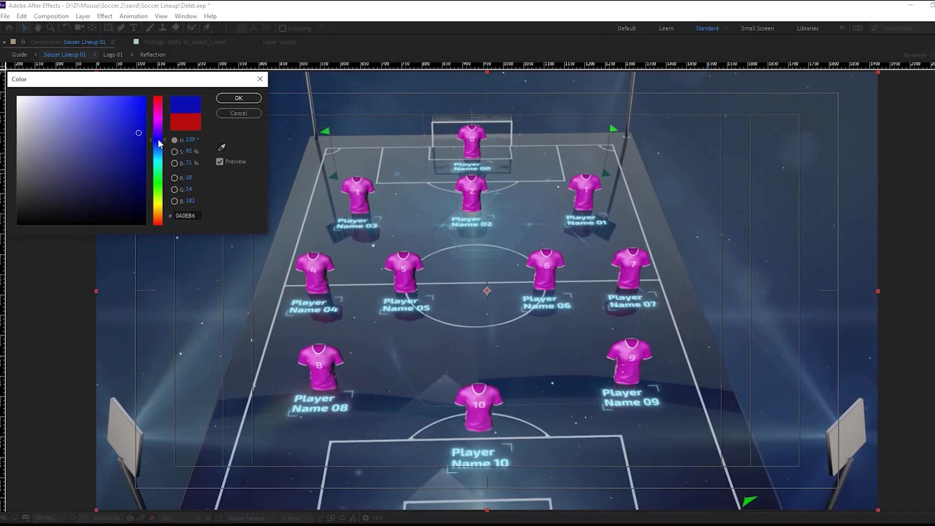 soccer starting lineup after effects free download