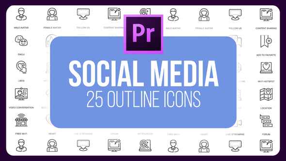 Social Media 25 Outline Icons - Download Videohive 23195587