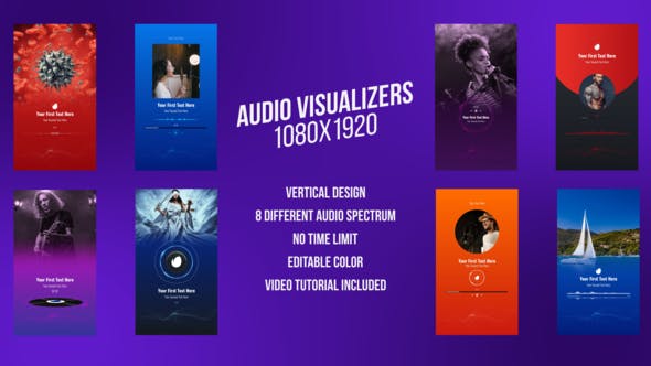 Social Media Audio Visualizers, Vertical Design - Videohive Download 31352153