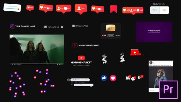 Social Media Elements for Premiere Pro | Essential Graphics - Download Videohive 26983162