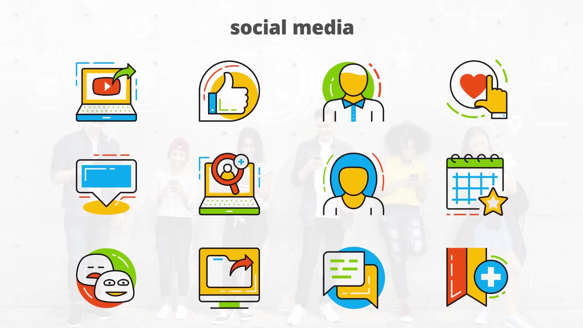 Social Media Flat Animated Icons Videohive 24429529 After Effects Image 9