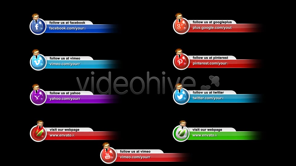 Social Media Man Icons Lower Third Pack - Download Videohive 5342384