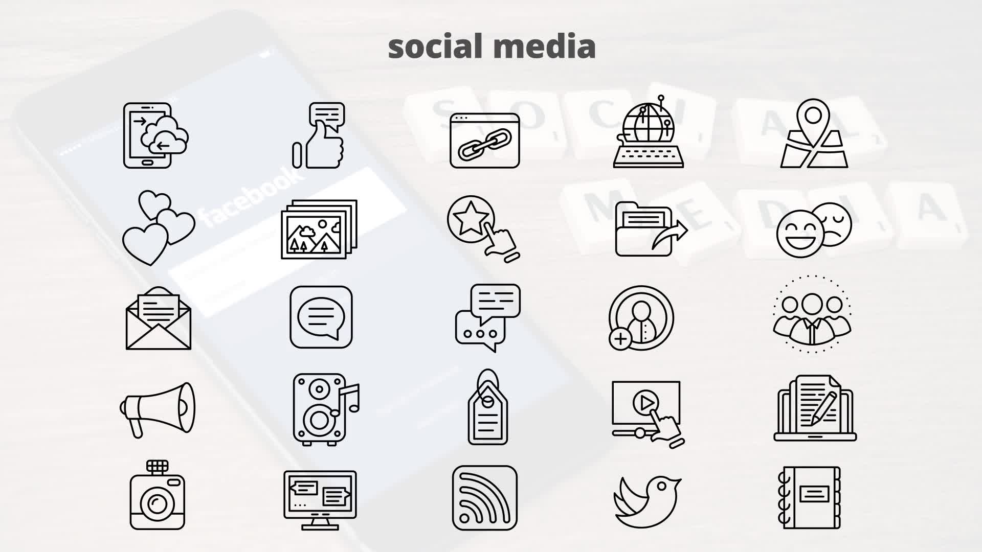 Social Media – Thin Line Icons Videohive 23595798 After Effects Image 10