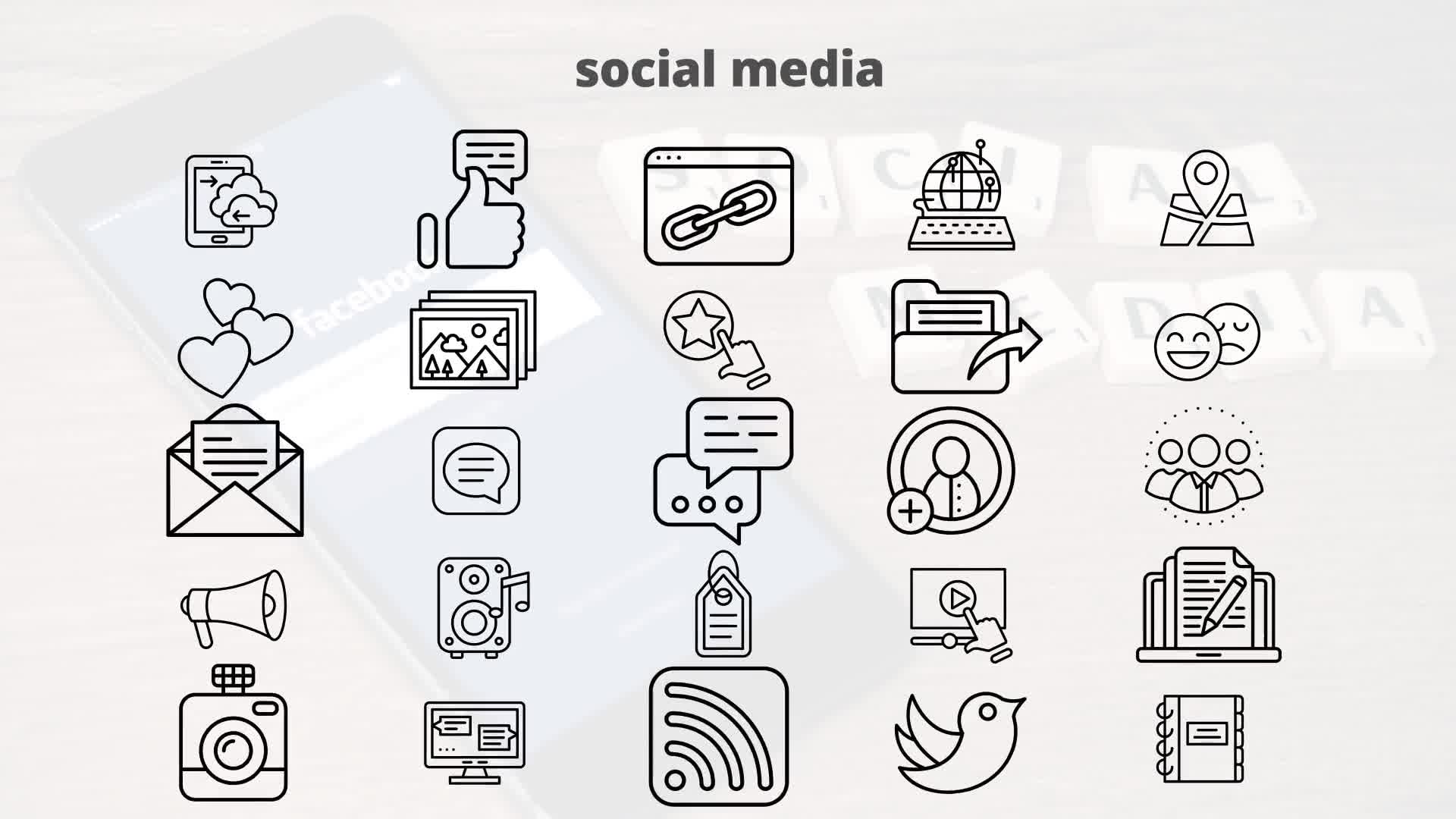 Social Media – Thin Line Icons Videohive 23595798 After Effects Image 11