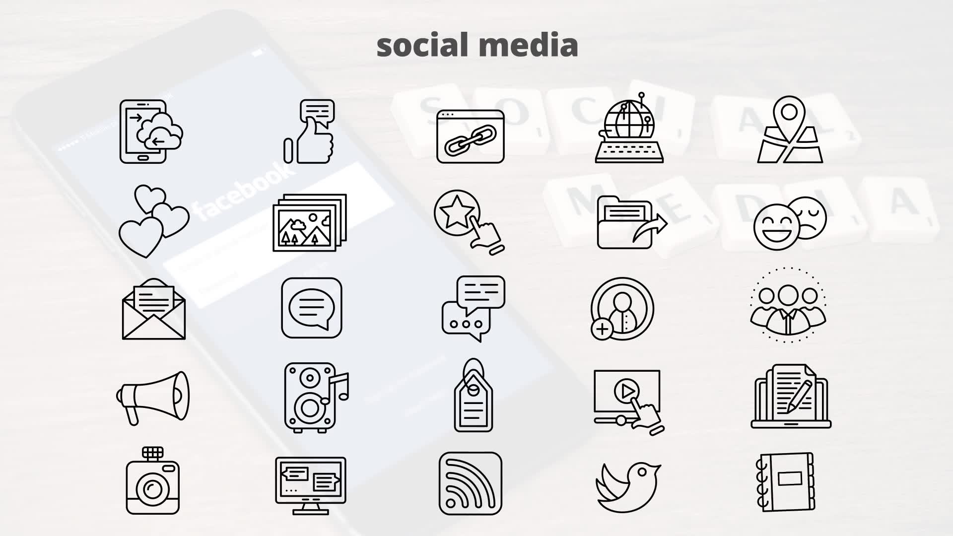 Social Media – Thin Line Icons Videohive 23595798 After Effects Image 9