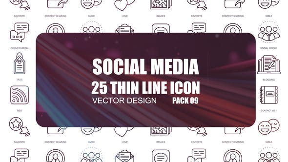 Social Media – Thin Line Icons - Videohive 23595798 Download