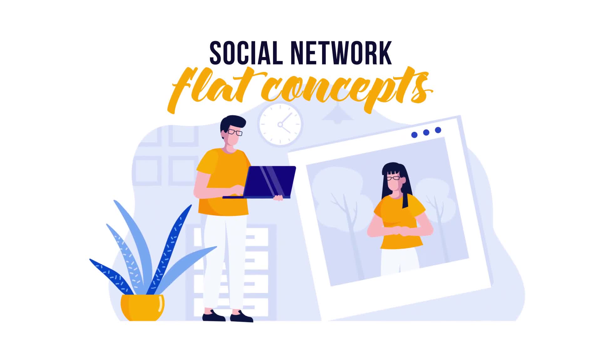 Social network Flat Concept Videohive 29800506 After Effects Image 1