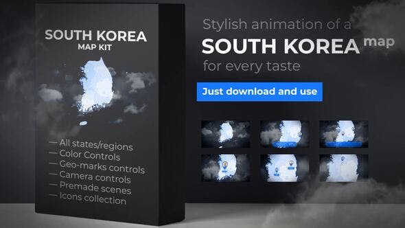 South Korea Map Republic of Korea Map - Videohive Download 24004039