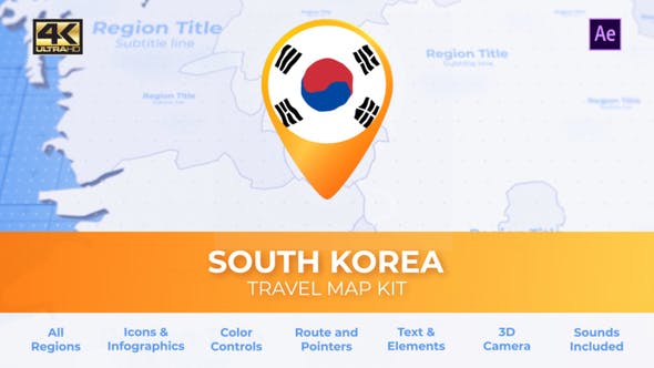 South Korea Map Republic of Korea ROK Travel Map - Download 27456571 Videohive