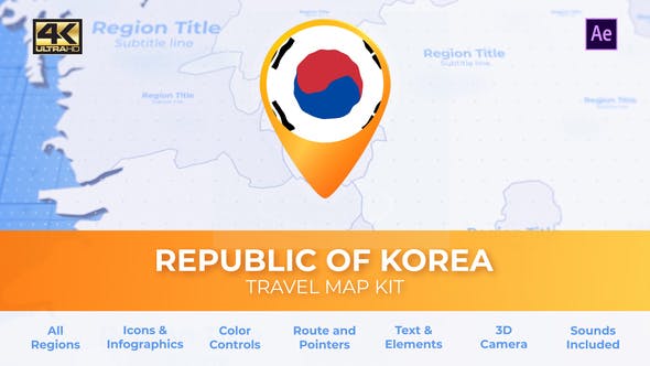 South Korea Map Republic of Korea Travel Map - Videohive 29939531 Download