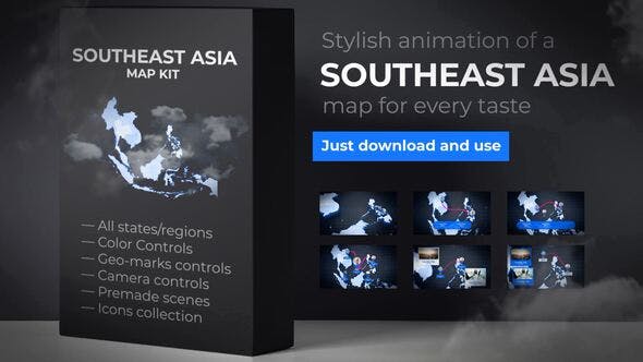 Southeast Asia Animated Map Southeastern Asia Map Kit - Videohive 24333303 Download