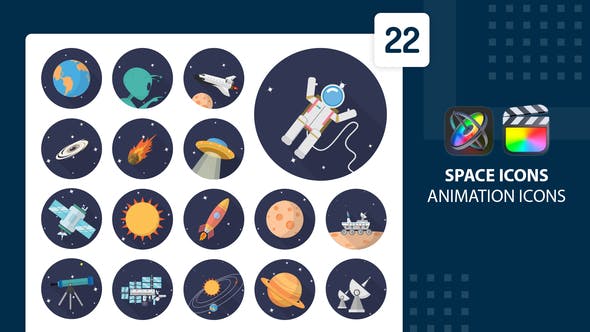 Space Animation Icons | Final Cut Pro & Apple Motion - Download 37977056 Videohive