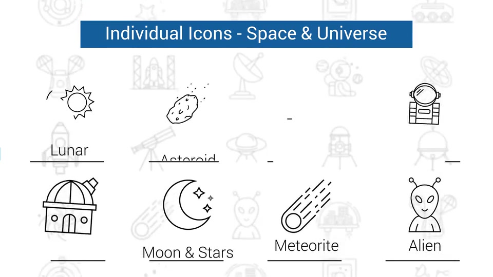 Space & Universe Line Icons Videohive 34463197 After Effects Image 10