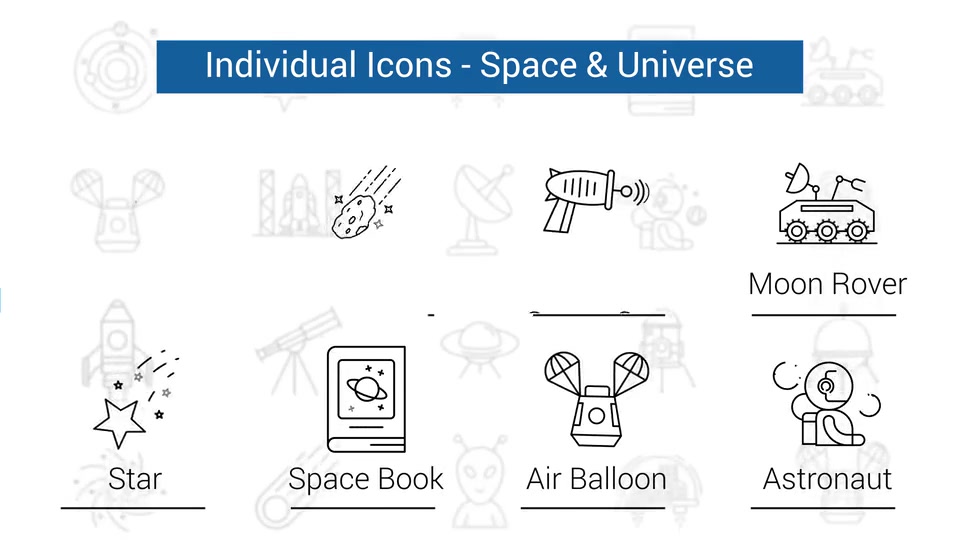 Space & Universe Line Icons Videohive 34463197 After Effects Image 11