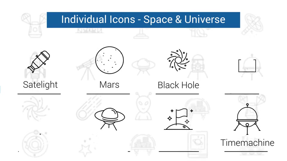 Space & Universe Line Icons Videohive 34463197 After Effects Image 9