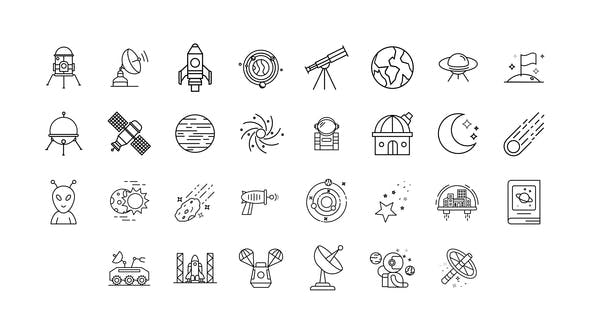 Space & Universe Line Icons - Videohive 34463197 Download