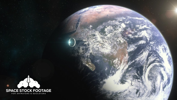 Spaceship Approaching Earth - Download Videohive 19267825