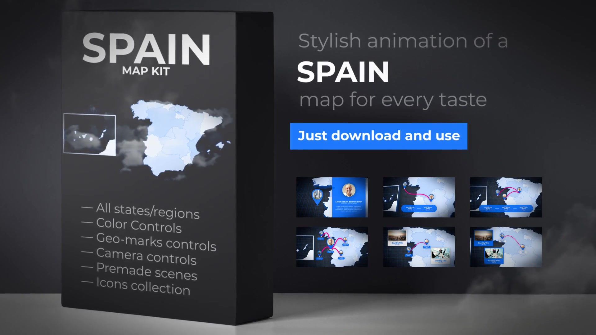 Spain Animated Map Kingdom of Spain Map Kit Videohive 24089123 After Effects Image 11