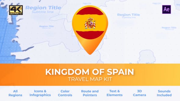 Spain Map Kingdom of Spain Travel Map - Videohive 28020244 Download