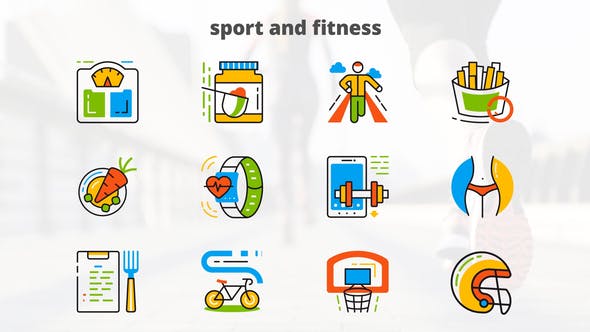 Sport and Fitness Flat Animated Icons - 24429437 Videohive Download